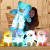 Led Light-up Teddy Bear Plush Toy With Bow Tie Design Long-haired Colorful Flashing Lights