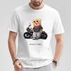 Футболка с принтом Street Teddy Knight для любителей мотоциклов, мужская свободная повседневная с коротким рукавом, летняя, 100% хлопок, одежда в 2024 году