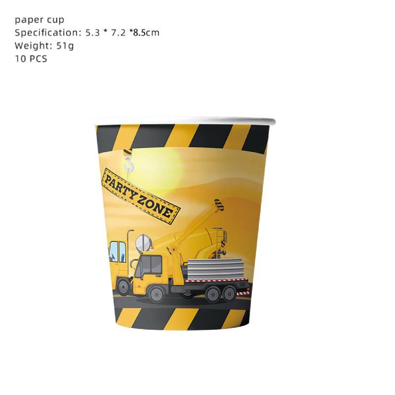 Одноразовые бумажные тарелки, стаканы, салфетки и скатерть, набор принадлежностей для вечеринки по случаю дня рождения в тематике экскаватора