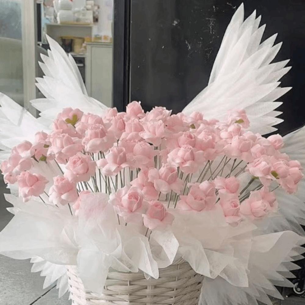 White Electric Openable Wings Simulated Pearl Cotton Wings Creative Angel Wing Photo Props