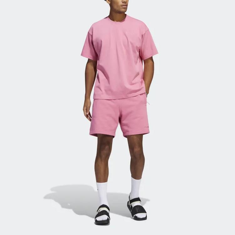 Adidas Originals X Pharrell Williams Collaboration Solid Sports Crew Neck T-Shirt Unisex Tops Pink HF9954