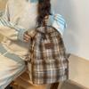 Женский рюкзак в стиле ретро, ​​шерстяной клетчатый школьный рюкзак, школьный рюкзак для девочек
