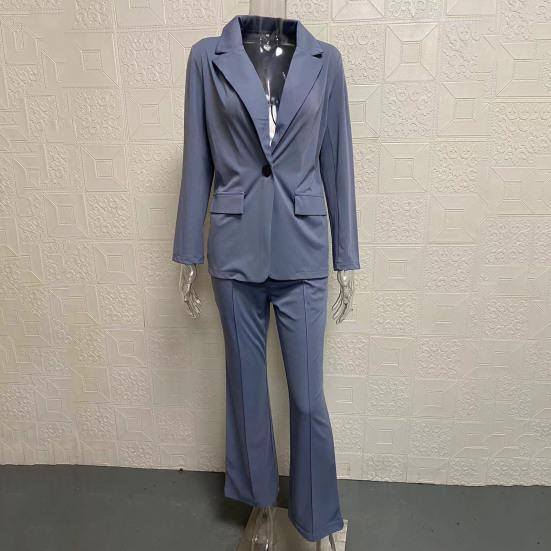 2 шт./комплект женский деловой пиджак брюки комплект длинные рукава Slim Fit кардиган с лацканами средней длины куртка с высокой талией широкие брюки формальный деловой дорожный