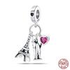 925 Silver Famous Attractions Eiffel Tower Church Luminous Charms Pendants Fit Qikaola Original Bracelets DIY Jewelry