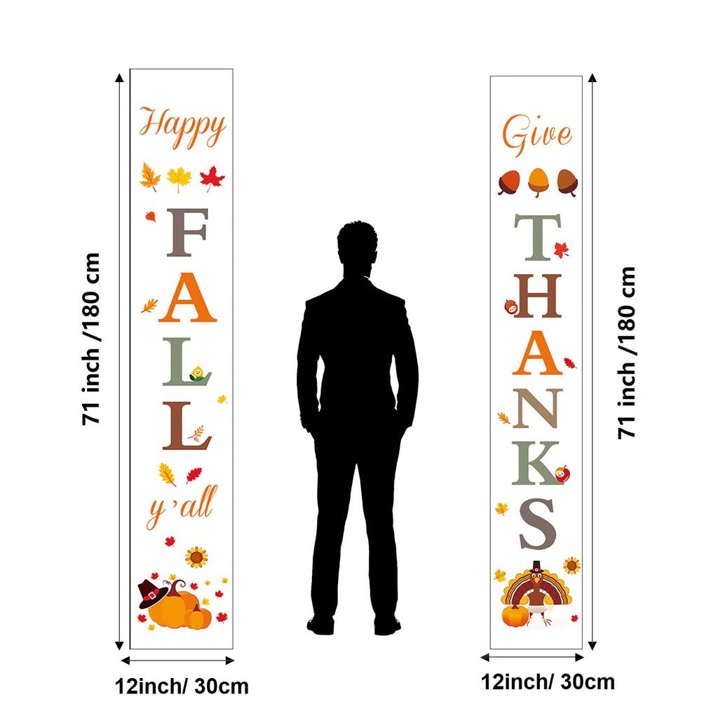 Thanksgiving Decorations For Home |Fall Decorations |Happy Fall Y'All & Give Thanks Porch Banners For Autumn Harvest Decorations