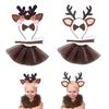 Костюм Оленя Рождественские Аксессуары Плюшевые Оленьи Рога Ободок Пачка Платье Наряд для Переодевания для Девочки Косплей Вечеринка