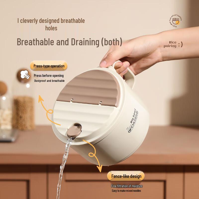 Cartoon Beige 304 Stainless Steel Draining Noodle Bowl