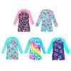 4-12 Years Kids Long Sleeve One Piece Swimwear with Front Zip Design Boxer Swimsuit