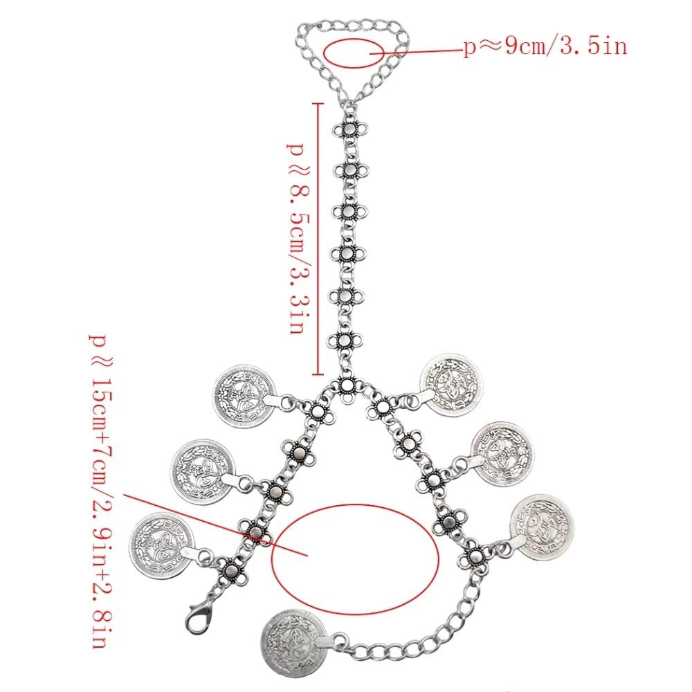 Bohemian Coin Charm Slave Bracelets For Women Vintage Silver Color Bracelet Gypsy Ethnic Tribal Festival Indian Jewelry Turkish