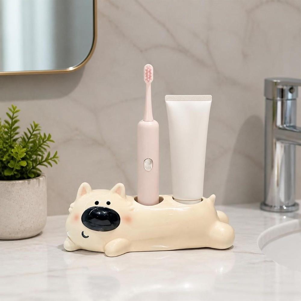 Creative Puppy Toothbrush Holder Ceramic Electric Toothbrush Stand Washstand