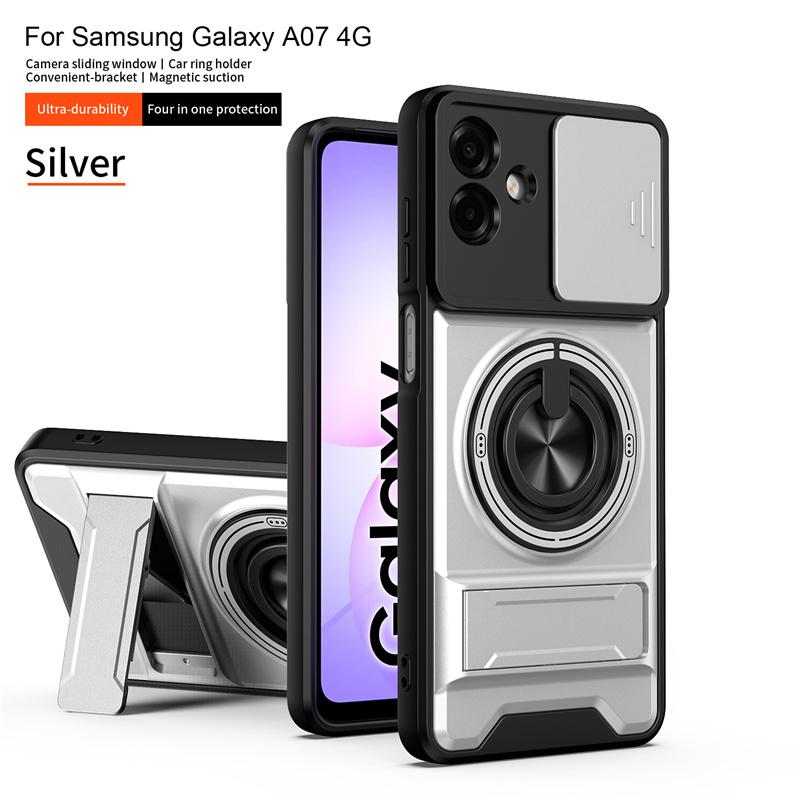 Чехол для Samsung Galaxy A07 со шторкой для камеры, бронированная крышка для телефона Sumsung A07 A 07 GalaxyA07 4G, с магнитной подставкой-кольцом, Funda