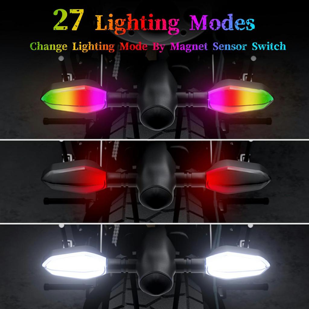2Pcs Motorcycle LED Projection Turn Signal Light Ground Illumination Warning Lamp for Electric Vehicles