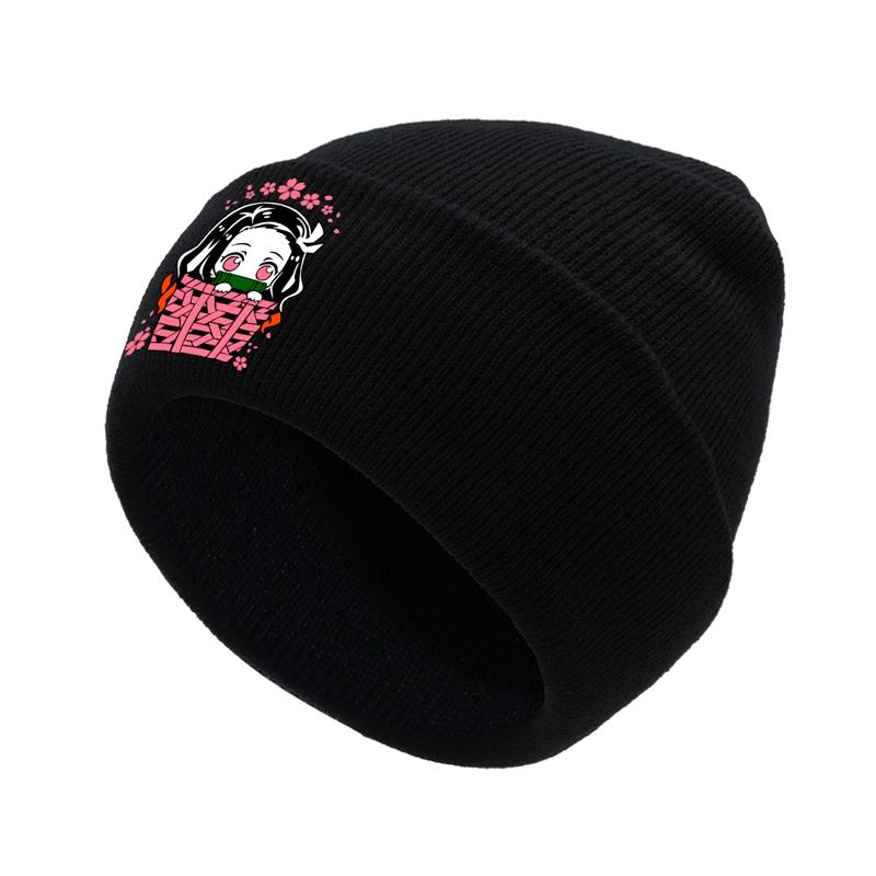 Kimetsu No Yaiba Nezuko Kamado Bonnet Hats Cool Knit Hat For Unisex Women Warm Winter Demon Slayer Anime Manga Skullies Beanies Cap