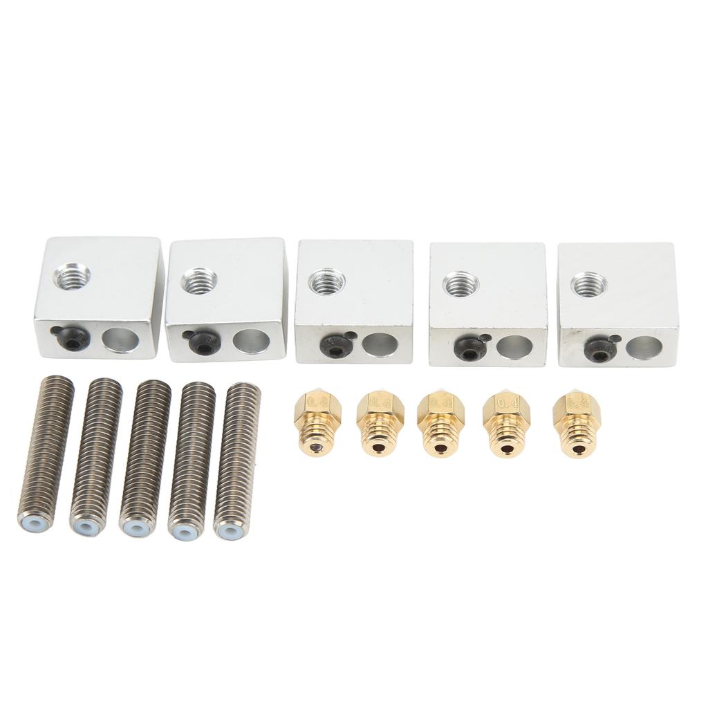 15 Pcs 3D Printer Hotend Kit Stainless Steel Tube Brass Nozzle Heating Block 3D Printer Hotend
