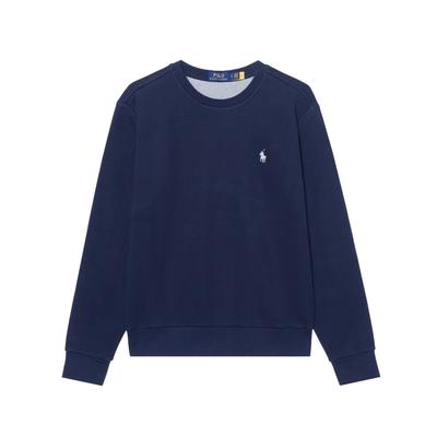 Polo FW23 однотонная флисовая толстовка с вышитым логотипом в виде маленького пони и круглым вырезом, с длинными рукавами, мужская толстовка темно-синего цвета MNPOKNI16821901-410