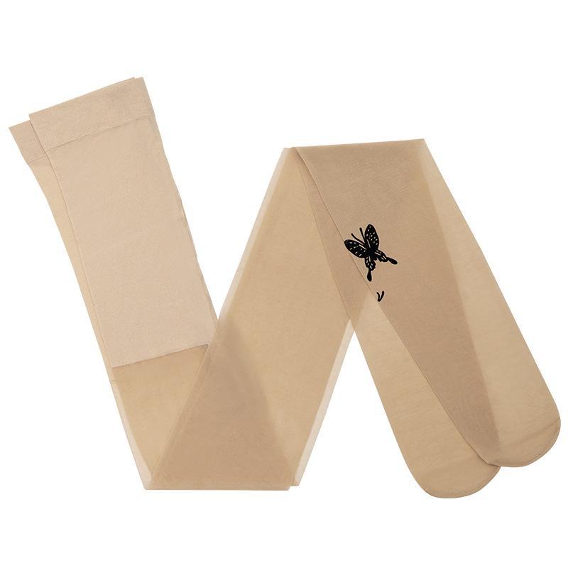 Женские колготки из армированного шелка плотностью 15D с принтом «Бабочка Фенна» — тонкие чулки на весну/лето.