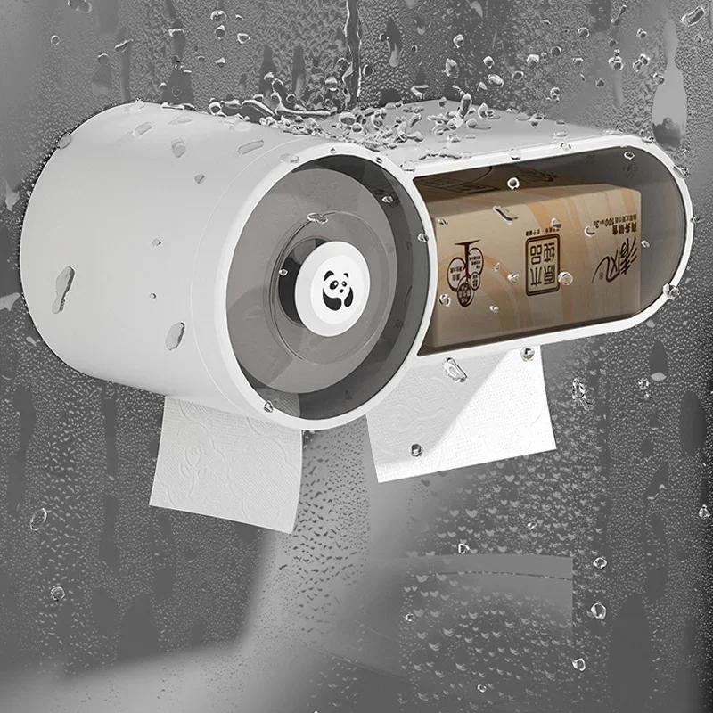Wall Mounted Paper Roll Holder Toilet Tissue Box Toilet Waterproof Paper Storage Box Toilet Paper Punching Free Storage Rack