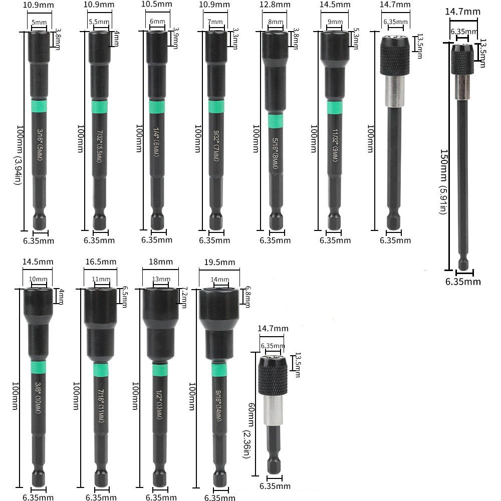 5 мм-14 мм шестигранная втулка для магнитного сверла удлинитель прочный ударный торцевой ключ