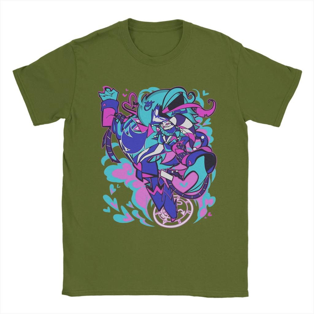 Мужская футболка Ozzie x Fizzarolli Hazbins Hotels Винтажная футболка из чистого хлопка с коротким рукавом Футболки с круглым вырезом Топы 4XL 5XL 6XL