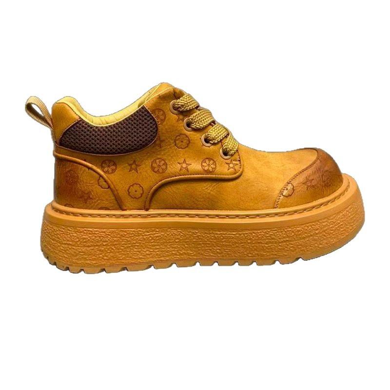 Обувь зимняя новая платформа повседневная обувь увеличенная комфорт кожаная теплая британский стиль короткие ботинки