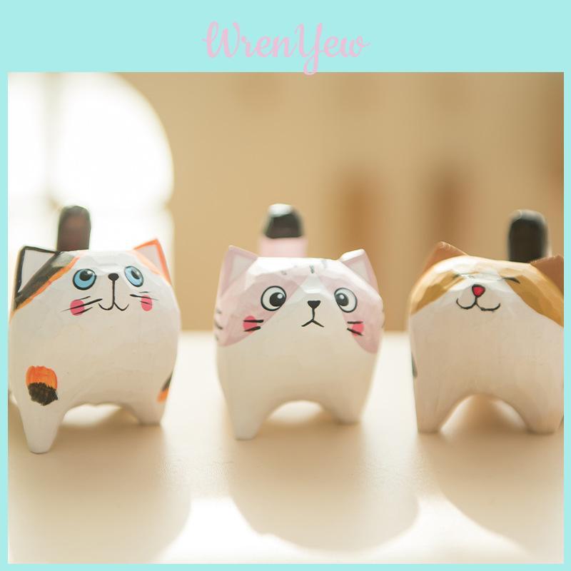 Деревянная фигурка кошки, поделка, декор для дома и офиса, подарок для любителей кошек