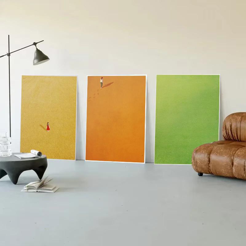 Creative Alone Girl Posters Minimalist Colorful Canvas Paintings Print Picture Interior Wall Art for Living Room Home ation