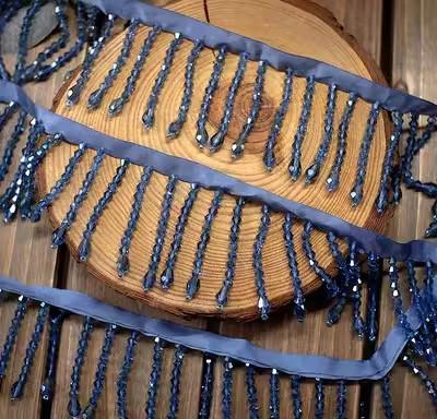 Кристальный кулон Кружевная отделка с бусинами Бахрома-кисточка DIY Свадебное платье Одежда Сцена Дом Штора Бахрома Головной убор Декоративный