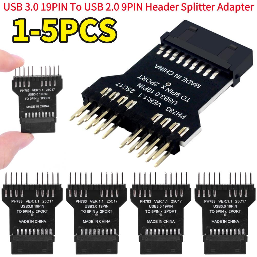 USB 3.0 19PIN на USB 2.0 9PIN Разветвитель-адаптер Устойчивый к износу Адаптер преобразования для измерения скорости вентилятора системы водяного охлаждения