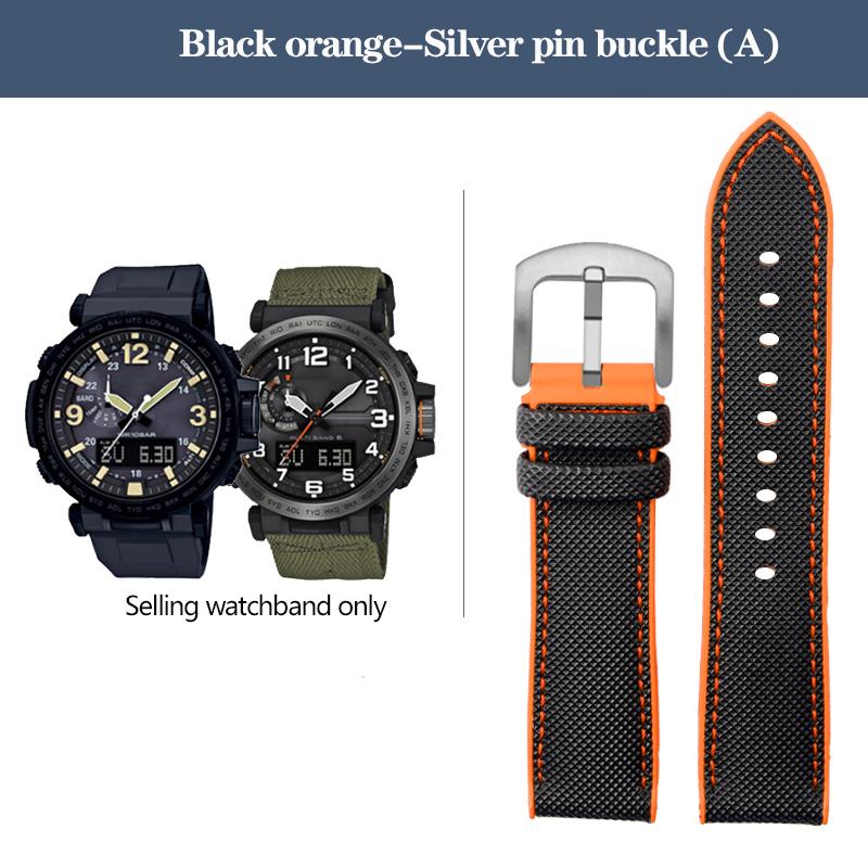 Нейлоновый ремешок для часов с резиновым низом для серии Casio PROTREK PRG-600YB PRG-650 PRW-6600, парусиновый силиконовый ремешок для часов, спортивный ремешок 24 мм