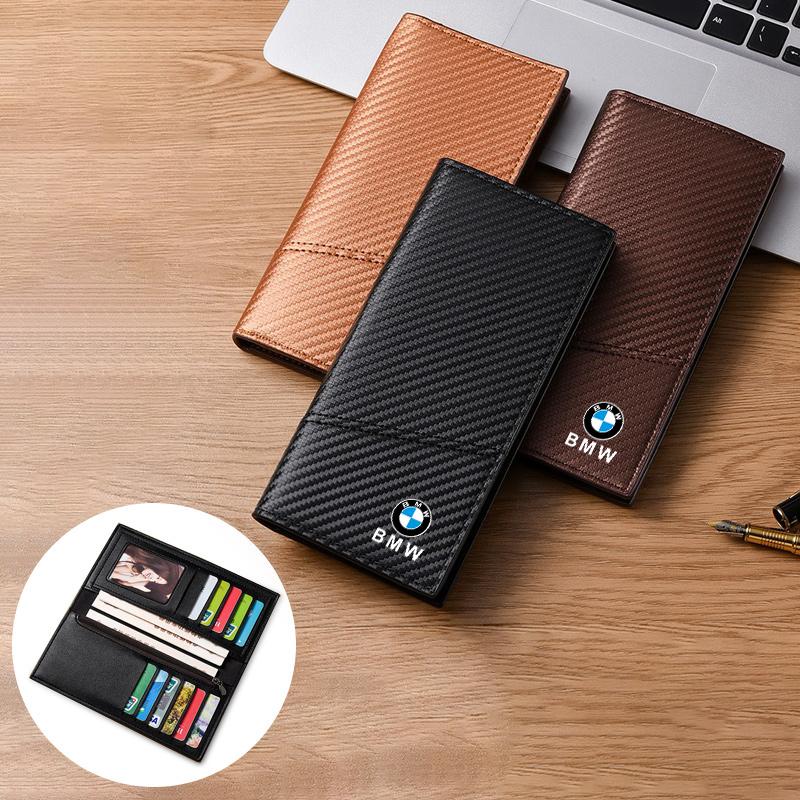 Leather Car Logo Men Long Wallet Gift Card Ticket Storage Bag For BMW X3 X5 M5 M3 E46 E90 E60 F10 F30 E36 G30 E87 E70 E30 G20 cybf04