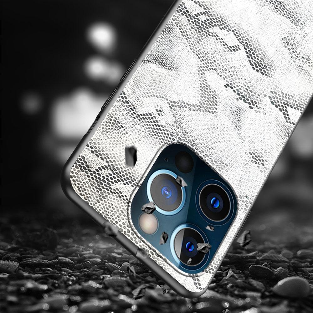 Чехол под змеиную кожу для Apple iPhone 14 11 7 SE 2020 8 X XS 13 12 Mini XR 15 Pro Max Силиконовый Черный Мягкий Чехол для Телефона