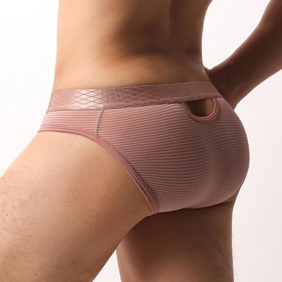 Мужские трусы-слипы, высокая эластичность, облегающий крой, однотонные, с полосатым принтом, дышащее сетчатое белье, гладкая обработка, низкая посадка