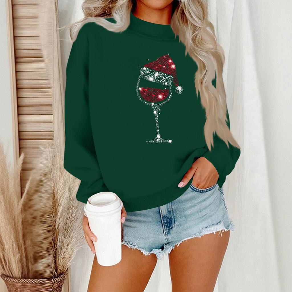 Women's Casual Fashion Round Neck Long Sleeve Christmas Printed Sweatshirt