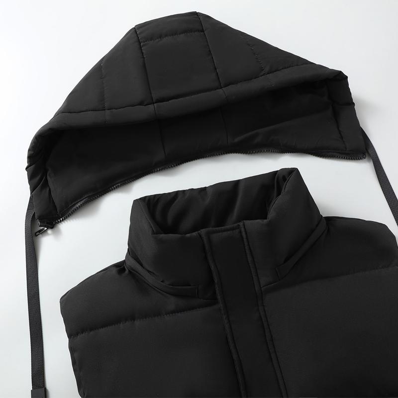 Осенний мужской жилет с капюшоном большого размера, новинка 2023 года, большие размеры L-8XL, черные куртки без рукавов на молнии, зимняя повседневная толстая теплая мужская верхняя одежда