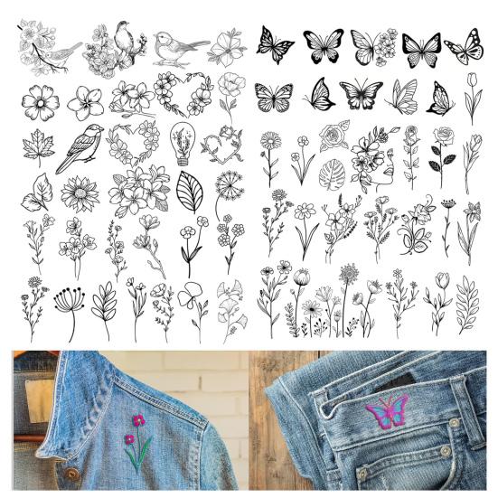 Yousheng 2 листа водорастворимого стабилизатора для вышивки DIY Stick Stitch бумага для вышивки с предварительно напечатанными цветами, листьями, животными, узорами, подарок для влюбленных