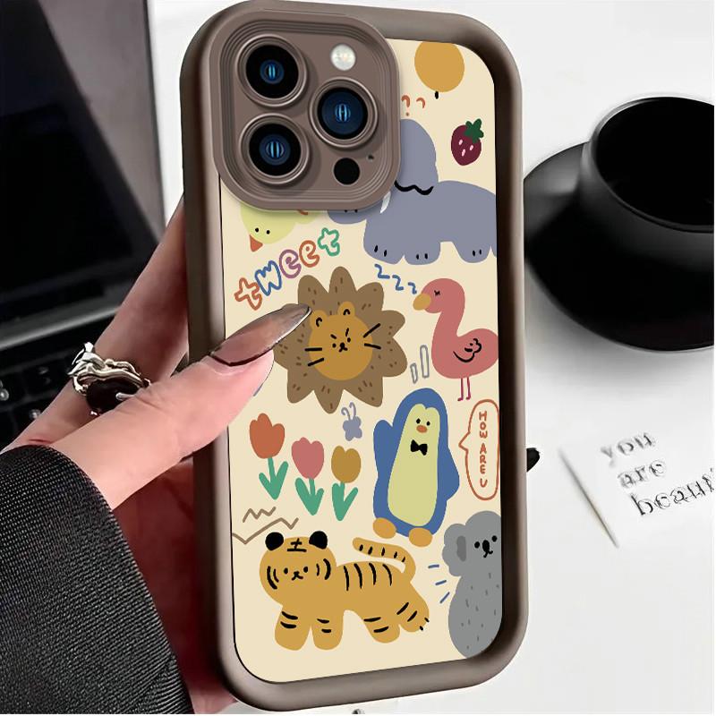 Мультяшный лев тигр животные милый принт модный чехол гибкий мягкий силиконовый чехол TPU полная задняя крышка для iPhone Samsung