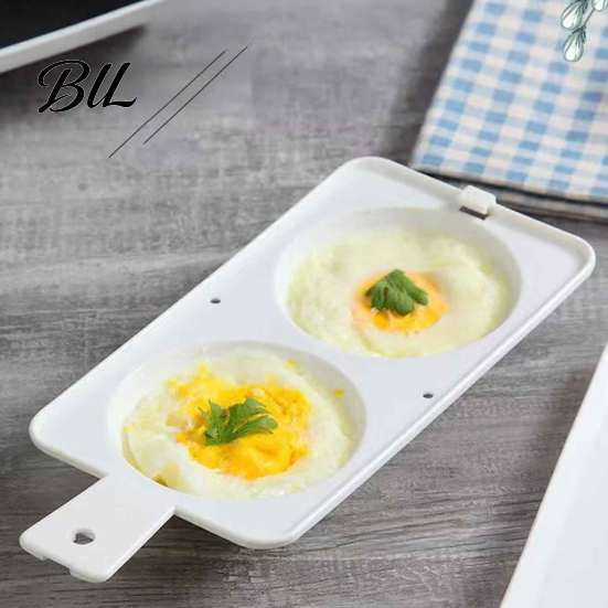 Fitness Meal Prep Tool Microwave Egg Poacher, 2?Cavity Steamer Cooker with Lid & Handle, Easy Boiler Mold, Quick Breakfast Kitchen Gadget