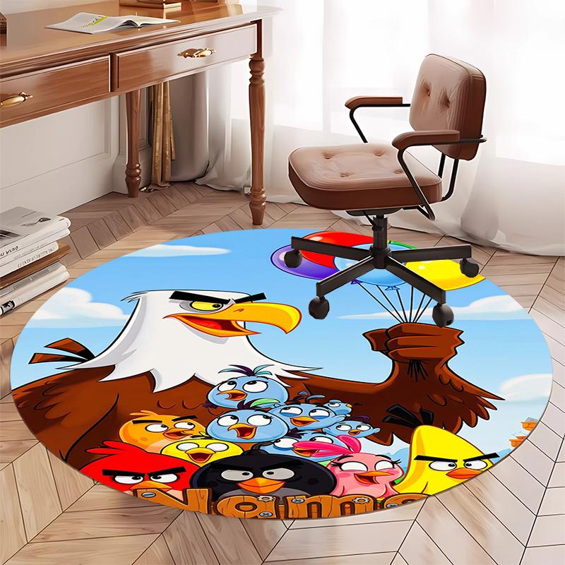 Custom Name Angry Birds Printed Round Rug Carpet Chair Rug Area Rug Entryway Doormats,for Office Chair Living Room Bedroom Kitchen Room.