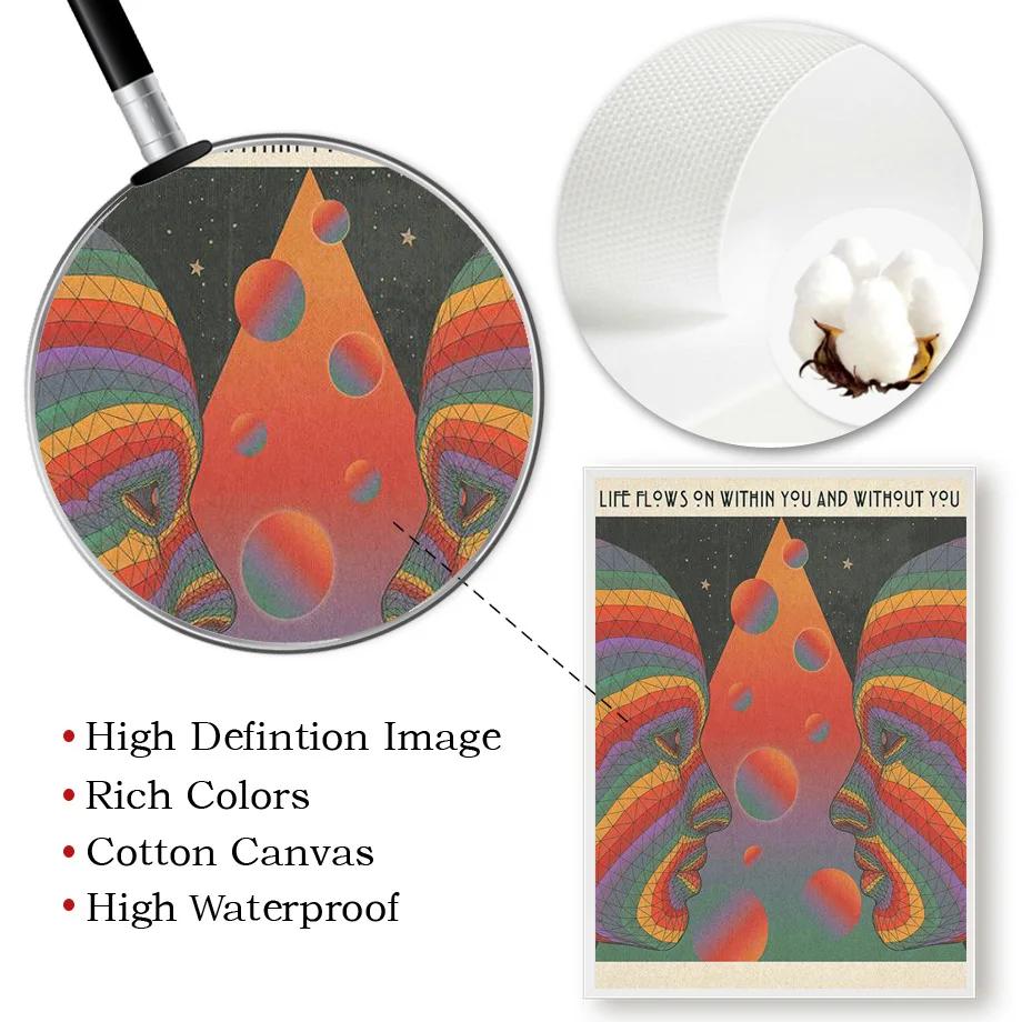 Психоделический глаз гриб рок-группа ретро бохо настенное искусство скандинавские постеры картины на холсте принты настенные картины для декора гостиной