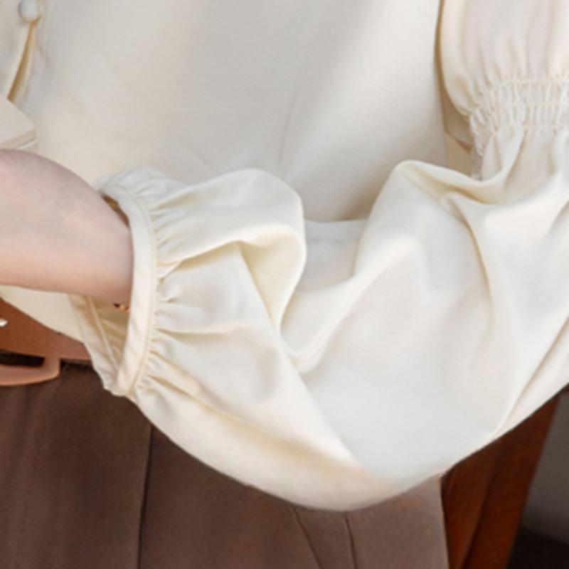 Весенняя женская рубашка в стиле ретро с рукавами-фонариками