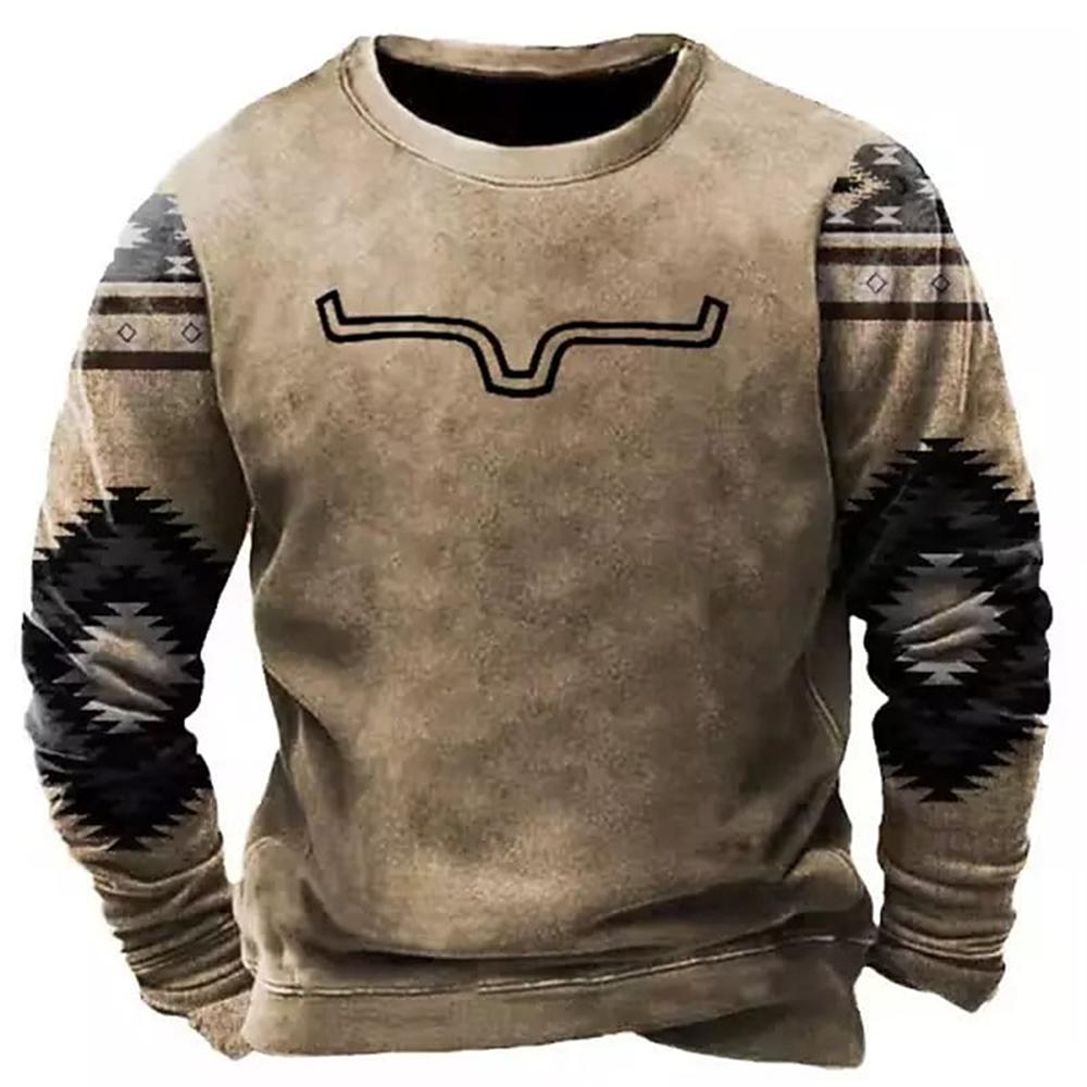 Зимняя мужская футболка с длинным рукавом Harajuku Ethnic Wind Graphics Vintage Clothes Pullover Shirt Casual Street Loose Casual Tee Top