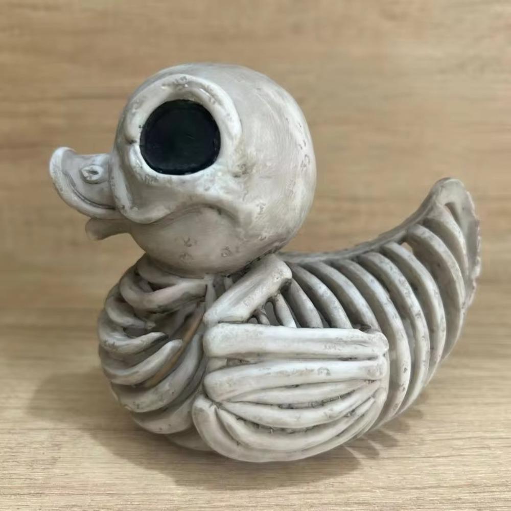 Resin Halloween Duck Skeleton Model Grotesque Halloween Desktop Decoration Skull-And-Duck Statue