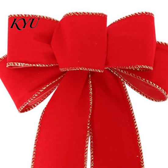 Large Christmas Wreath Decor Flocked Bow Decoration, Velvet Red Ribbon for Holiday Tree Soft Decorations Topper Gift Box Packaging And Embellishment,