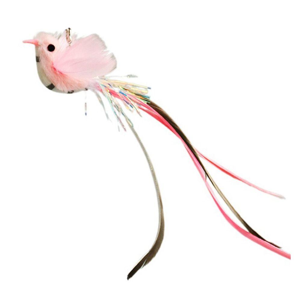 Funny Simulation Feather Bird Sucker Cat Stick Toy Playing Teaser Wand Replacement Head Interactive Cat Toy Cat Supplies
