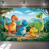 Cartoon Dinosaur Party Backdrop 120x80cm Polyester Background Cloth for Children Birthday Photo Booth Decoration