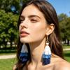 Серьги Многослойные Серьги-Кисточки Креативные Серьги с Подвесками в Цветах Флага: Красный, Белый и Синий Подарок на День Независимости 4 июля для Женщин