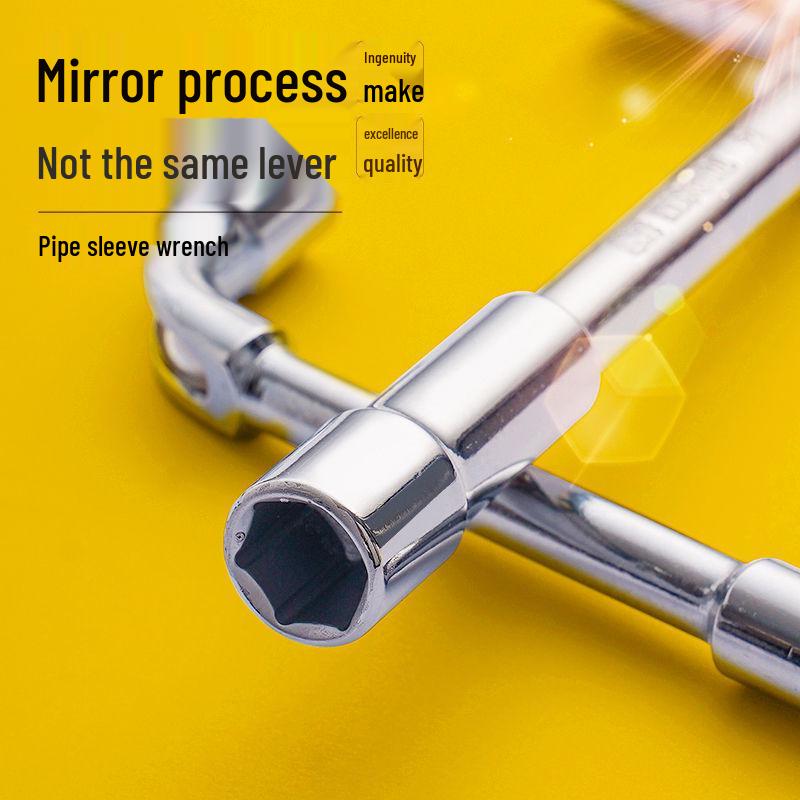 Г-образный торцевой ключ с проходным отверстием, шестигранный 6-22 мм, с крюком и коленчатой конструкцией.