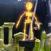 1D Printed Dancing Skeleton Aquarium Bubbler Plastic Air Driven Fish Tank Dance Skull Ornament with Air Tube Gothic