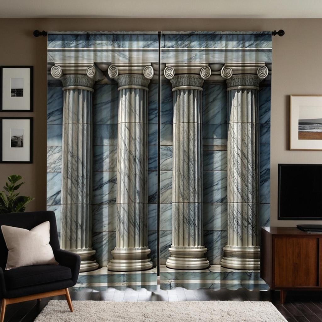 2шт HD цифровая занавеска с принтом серая серия круглая римская колонна украшение дома стиль украшенная гостиная спальня через ro