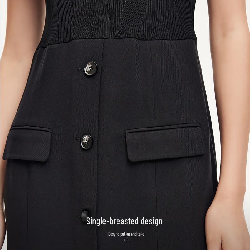 VEROMODA Women's Elegant Two-Piece Knit Patchwork Suit Dress